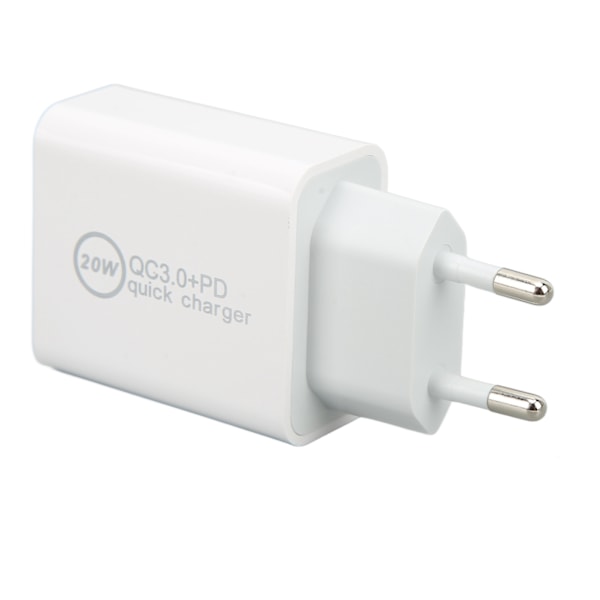 20W QC3.0 PD Hurtiglader Dobbelt Port Hurtigopladningshastighed Oplader til Dji Avata AC 100‑240V Hvid EU Stik 85x43x24mm
