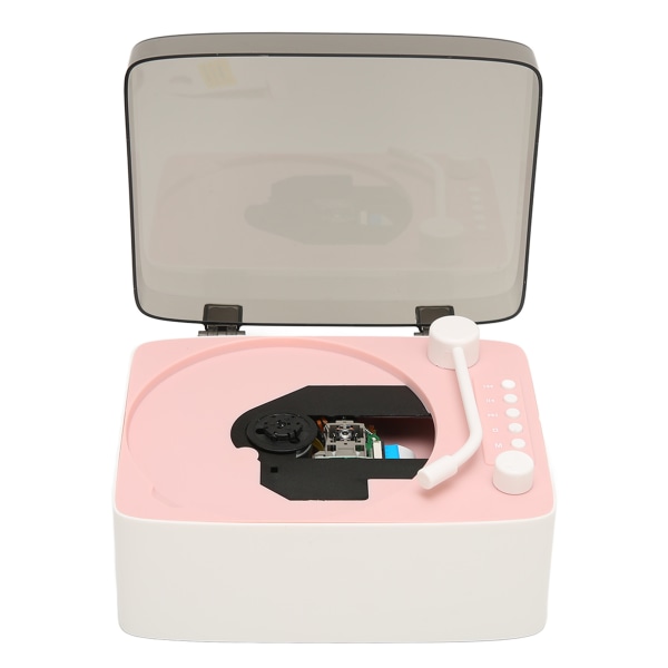 TIMH CD-spiller Mini Multifunksjonell Vintage Bluetooth-høyttaler CD-musikkspiller for Home Pink
