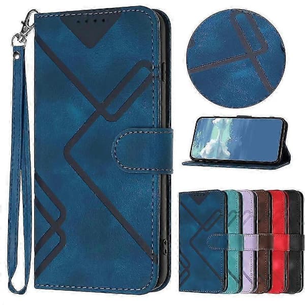 Etui til iPhone 14 Magnetisk Flip-etui i PU-læder med kortplads og stativ Blue