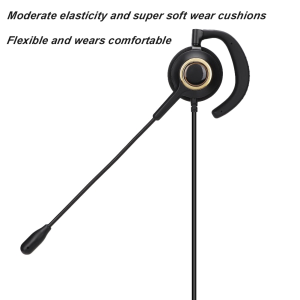 Call Center-headset med mikrofon bakmonterad brusreducerande Kundservice Headset 3,5 mm++