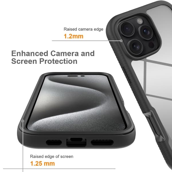 Kompatibel med iPhone 16 Pro Max Cover 360 Hybrid Defense Sort 57