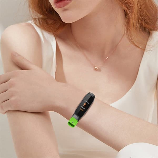 Fitbit Luxe urrem i top-lag koskind med sort stik - Fluorescerende grøn Green green