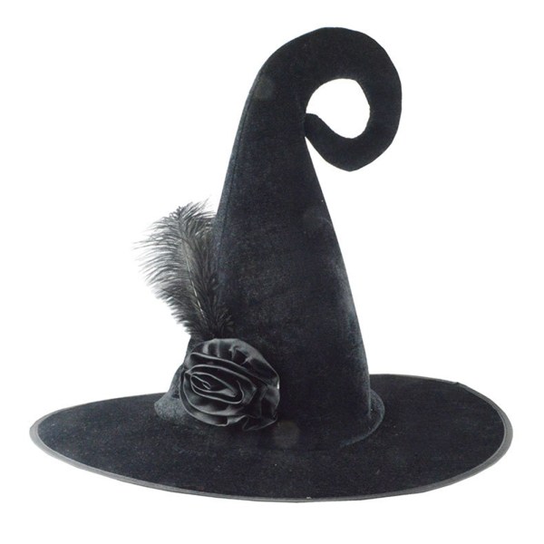 TIMH Halloween Witch Hat Svart Kvinner Flanell Witch Hat Kostyme Fest Cosplay tilbehør