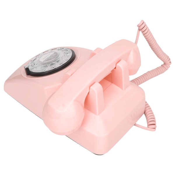 TIMH retro roterende telefon med ledning Gammeldags vintage hjemmetelefon med mekanisk ringetone og høyttalerfunksjon Rosa