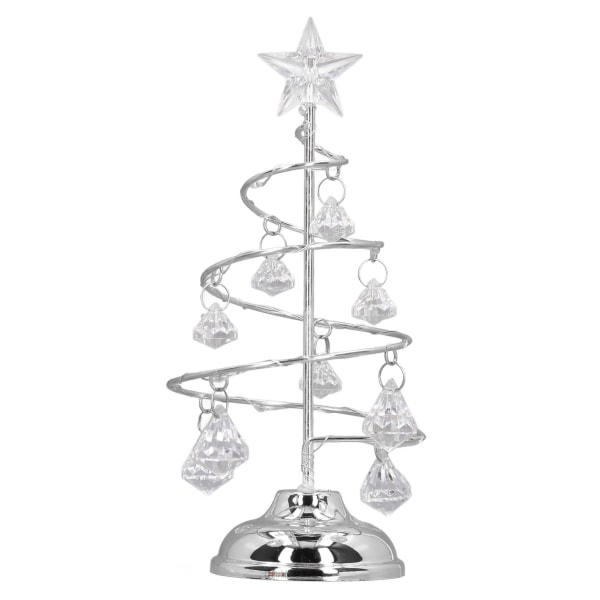 LED-joulukuusen valaisin Pieni kristalli koristeellinen rautapuu yövalokoristeen lahja hopeavalkoiselle valolle /