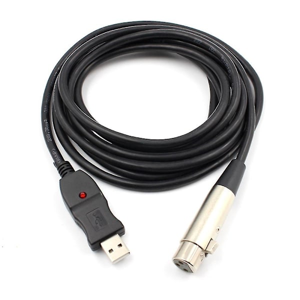 3m mikrofonikaapeli tietokoneelle USB-liittimellä XLR-mikrofonille tietokonekaapeli