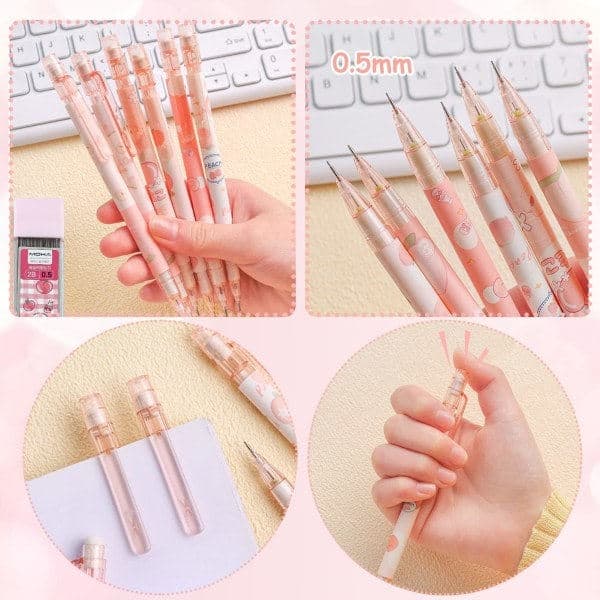 6 stk. stiftblyanter 0,5 mm HB-blyant (rosa)[BEMS]