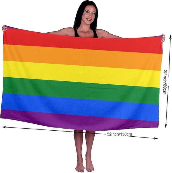 Mikrofiber badehåndklæde stort, regnbueflag LGBTQ Pride badehåndklæde til kvinder, stort badehåndklæde til voksne, badehåndklæde til rejser