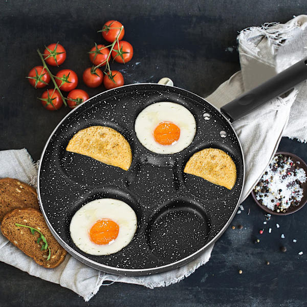 Non-stick stegepande til morgenmad - Lav nemt æg i 5 runde huller