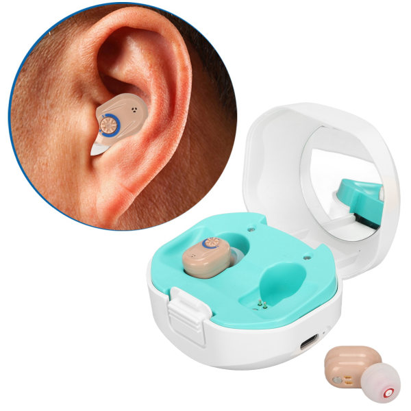 Ørepropper Høreapparater Oppladbare støydempende Lett digital høreforsterker for eldre voksne Gulrosa ++