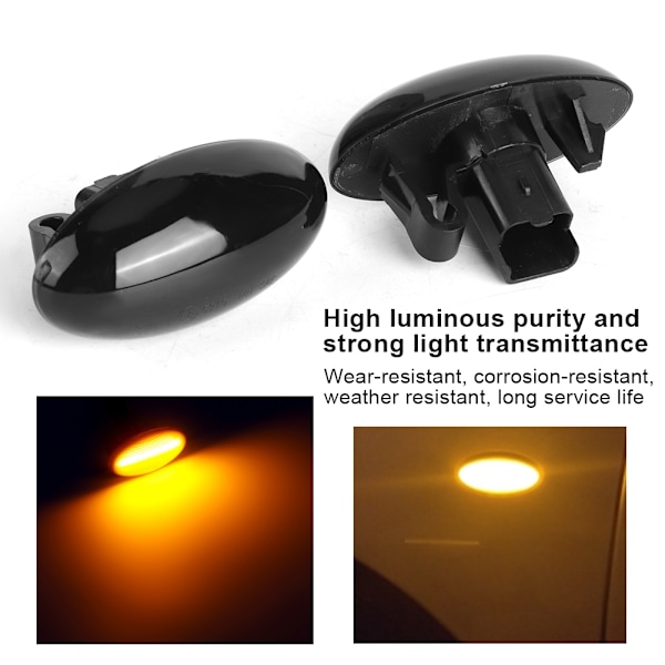 LED Dynamiske Blinklys Sidemarker Lys Lampe Passer til Peugeot 1007 107 206 207 307 6325G3