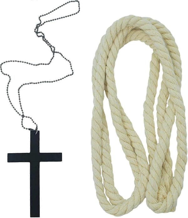 Middelalderlig kåbe til voksne, unisex, middelalderkappe, kappe, munk, præst, troldmand, tunika, 3 dele [BEMS] Black Large