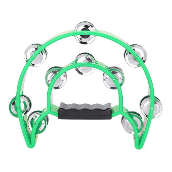 Double Row Jingles Handbell Tambourine Percussion Musical Instrument (Grøn)//+