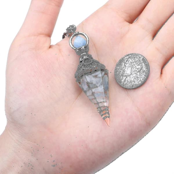 Chakrakristallpendel Hexagonal Reiki Healing Kristallpunkter Ädelsten Dowsing Pendel White