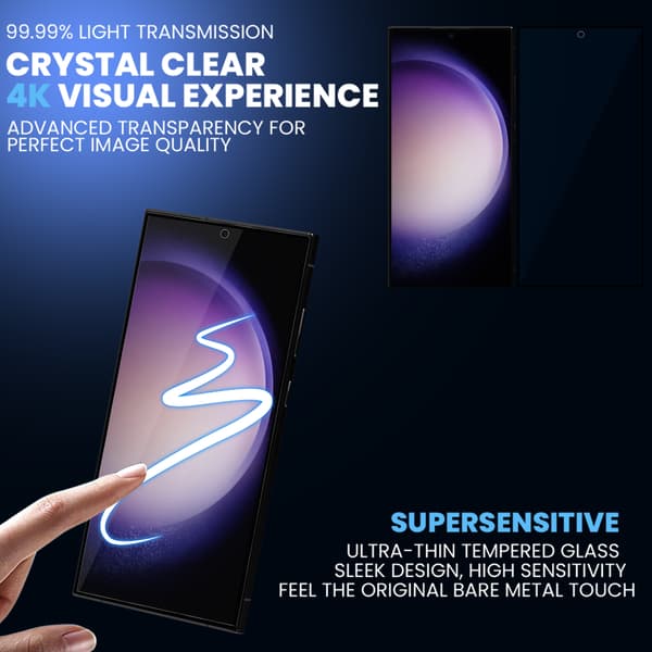 【BEMS】2-Pack Compatible with Samsung S23 Ultra Screen Protector - Tempered Glass 9H - Super Quality 3D
