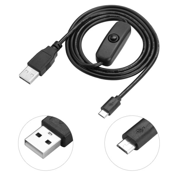 Micro USB Power Ladekabel med På AV-bryter for Raspberry Pi 3 / 2 / B / B+ / A++