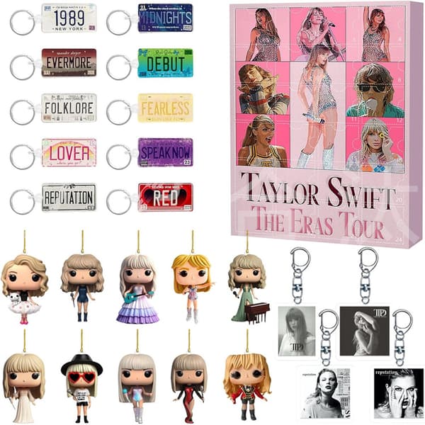 Ny Taylor Swift Adventskalender med 24 dockor och nyckelringar - Överraskningsblindlåda Taylor 2