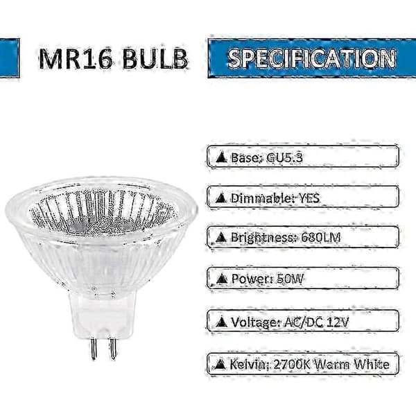 GU5.3 12V 50W halogenpærer 6-pak dæmpbare
