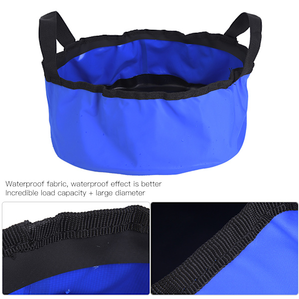 PVC Fällbar Rund Hink Tvätthög för Utomhus Camping Picknick Blå