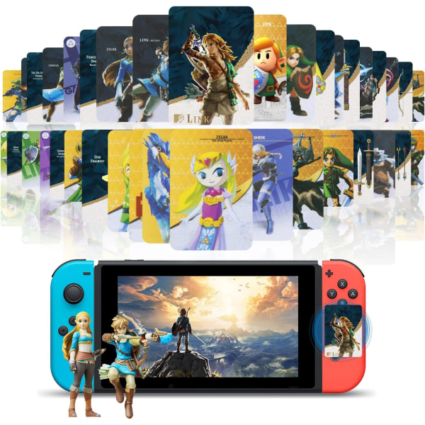 Täysi set mini Amiibo-kortteja, jotka ovat yhteensopivia The Legend of Zelda: Breath of the Wildin ja Kingdom Tears -suurten korttien kanssa 28