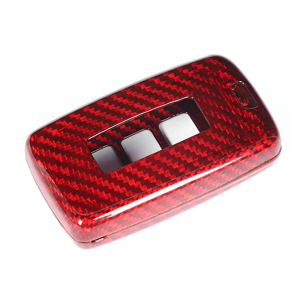 Carbon Fiber Key Shell Case Cover Trim Biltillbehör Röd Passar för Jaguar E PACE