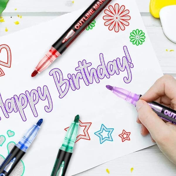 24-Pack Glitter Pens Metallic Outline Pens with Double Lin 24 Färger