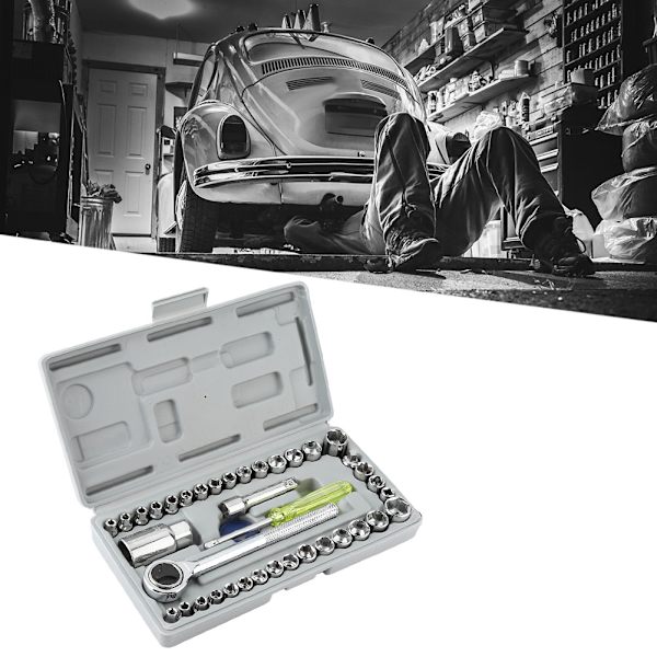 40 kpl/sarja Auto Moottoripyörä Jakoavain Hylsysarja Hylsyjen Yhdistelmä Irrotus Asennus Korjaustyökalut