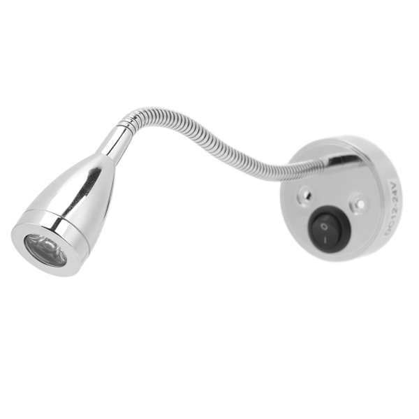 RV LED sänglampa 360 graders svängbar flexibel svanhalslampa för DC 12V till 24V Båtcamper lastbilsbilar Förkromad