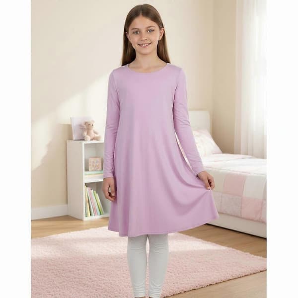 Pigernes ensfarvede swingkjoler Baby Pink 9-10 Years