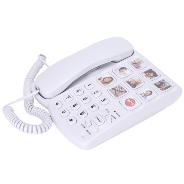 TIMH LD-858HF Telefon med stor knap Forstærket fotohukommelse Fastnet med ledning til ældre ældre