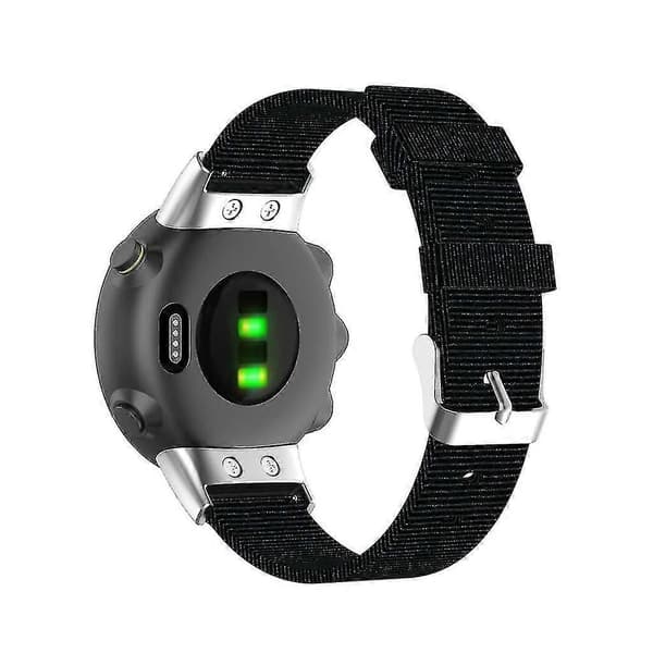 För Garmin Forerunner 45 Nylon Klockarmband Armband Slitstarkt -JA Black