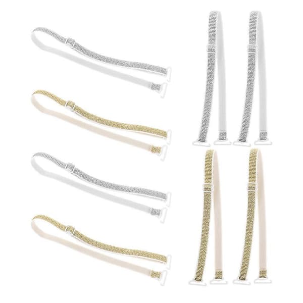 【BEMS】Elastiske justerbare BH-stropper Sklisikre stroppeklemmer 4 par