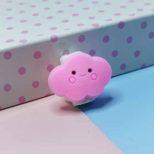 Puhelimen söpö latauskaapelin suojus PVC päiväysjohdonsuoja Sarjakuvatyylinen napsahduksenkestävä päivittäiseen käyttöön Pink Cloud