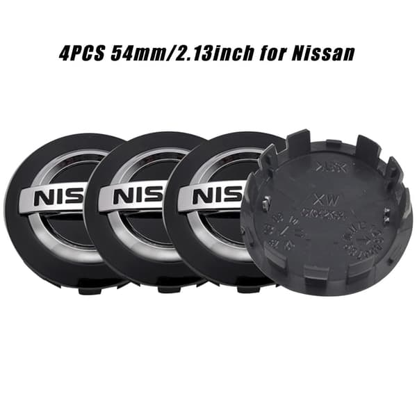 4 st Nissan navkapslar, 54 mm/2,12\" bil ABS fälgcentrumkapslar (svart)