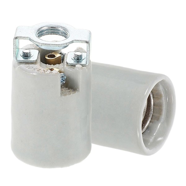 【BEMS】2 Pcs Ceramic Socket E14 Screw Base Porcelain Connector Replacement Compatible with LED Bulb White White 5.00X2.50X2.50CM