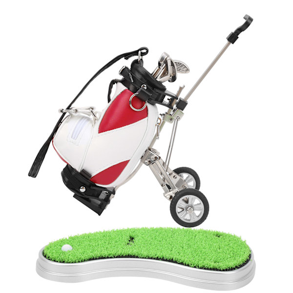 Sätt med skrivbordsgolfpennor 3 kullagerpennor och miniväska Znic legering golfpennväska med bas Röd Vit