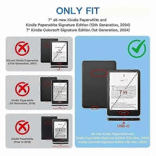 Kindle Paperwhite 12. generasjon (2024) 7\" sammenleggbart etui med stativ black