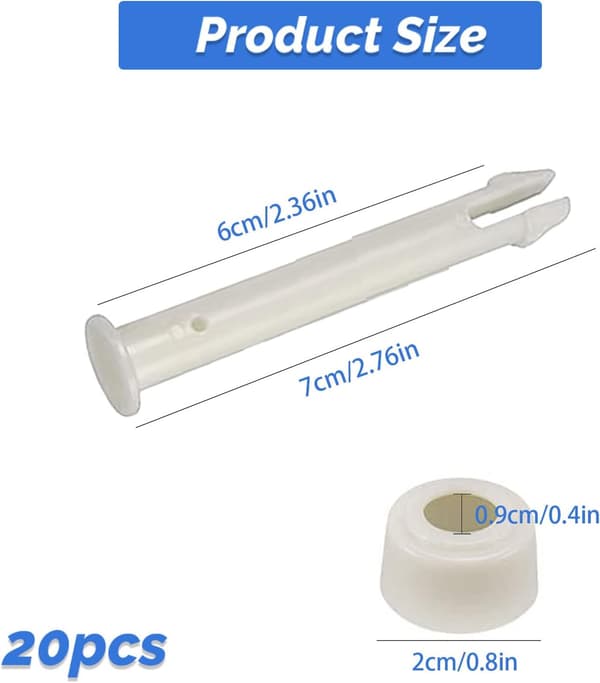 Pakke med 10 plastik pool samlestifter og gummipakninger – Erstatningsforbindelse til ramme- og Intex-pools (7 cm)
