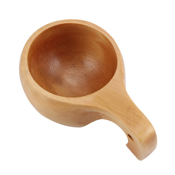 Bærbar trekopp for te og kaffe med håndtak - Naturlig tre drikkekrus #3