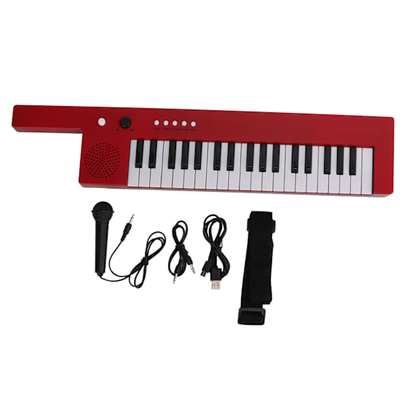 37 Tasters Keyboard Piano Bærbar Guitar Elektronisk Orgel Mini Keytar Uddannelse Musikinstrument BF-3755 Rød