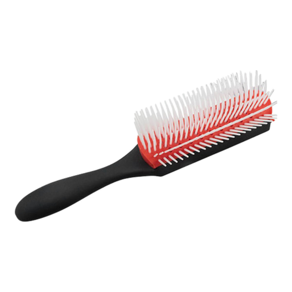 Statisk fri hårborste 9 rader ABS frostad detangling röd lockigt hårborste för styling