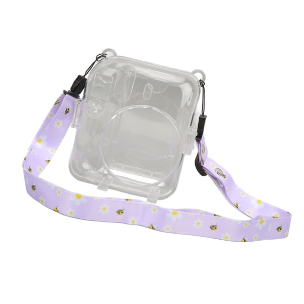 Instant Camera Case Kit Skulderstropp klistremerke Kameraveske Slitesterk kamerabeskyttende gjennomsiktig veske for Instax Mini 12 Lilla /