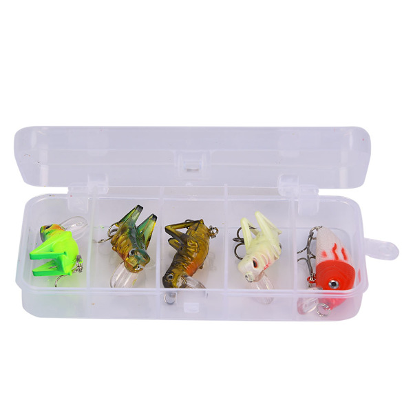 T0046 5 stk Universal Livaktig Ferskvanns Hard Bait Grasshopper Minnow Sett Kunstig Fiske Agnssett