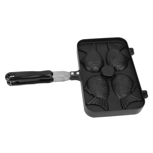 Taiyaki Frypan 4 Grids Non Stick dobbeltsidig med svart anti-skallingshåndtak aluminiumslegering vaffelpanne for kjøkken /
