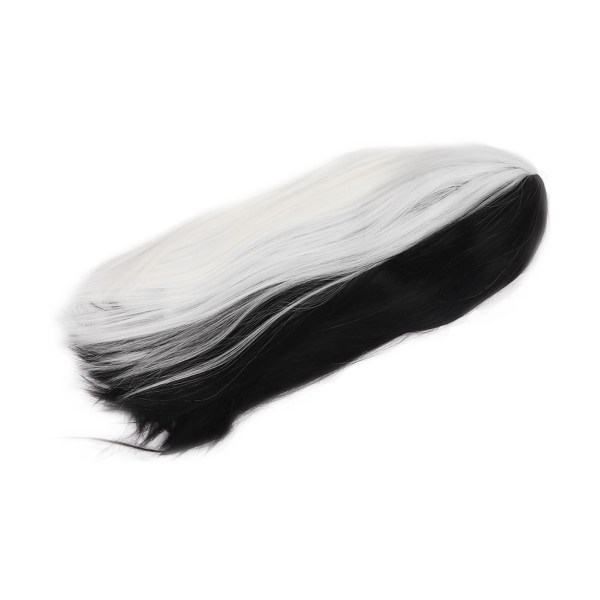 TIMH Naisten pitkä, suora peruukki Musta valkoinen Muodikas luonnollisen näköinen synteettinen peruukki Cosplay Halloween -juhliin