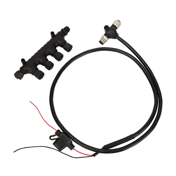 for NMEA2000-kabel med 4-port T-kontakt 3A sikring 5Pin M12-gjenge 1m lang IP67 Vanntett for Lowrance-nettverk