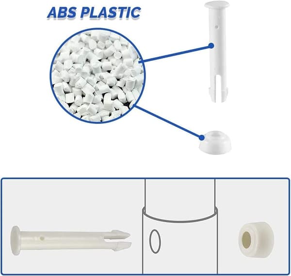 Pakke med 10 plastik pool samlestifter og gummipakninger – Erstatningsforbindelse til ramme- og Intex-pools (7 cm)