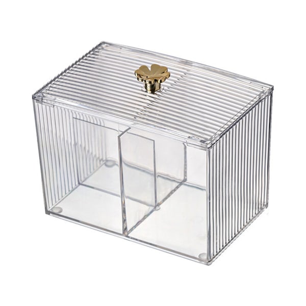 BE Cotton Pad Storage Box Swab Container Holder Transparent with Lid Grid for Cosmetics Desktop Decoration