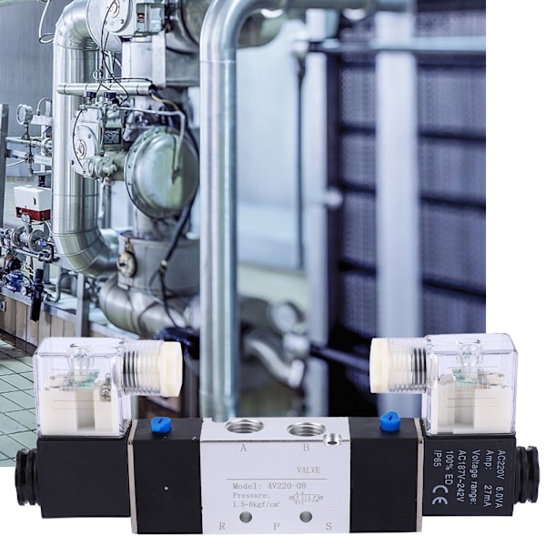 4V220-08 1/4\" Inlopp/Utlopp 1/8\" Avgas Pneumatisk Solenoidluftventil 2 Positioner 5 Vägar (AC220V)