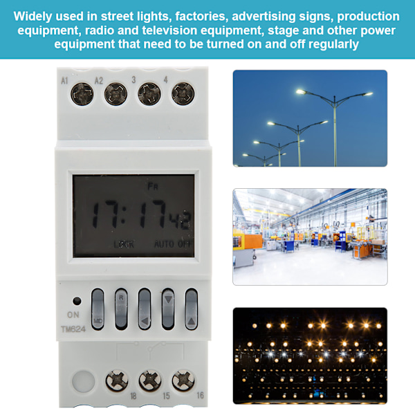 TM624 Digital Timer Strømbryder Timer 40-Grupper Tidsstyret Ringer DIN-Skinnemontering 220V